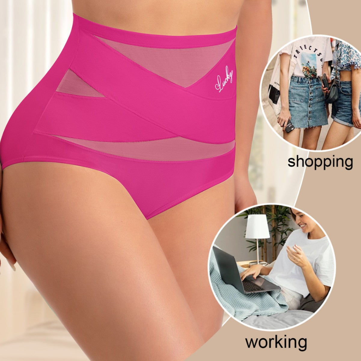 Pack de Calzones de Tiro Alto con Malla, Control Abdominal y Realce