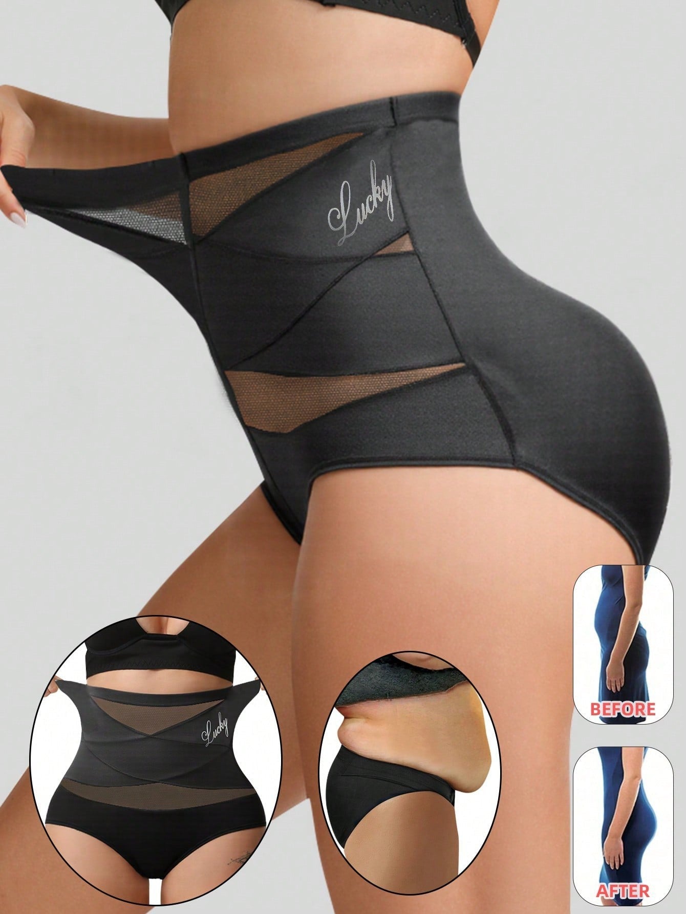 Pack de Calzones de Tiro Alto con Malla, Control Abdominal y Realce