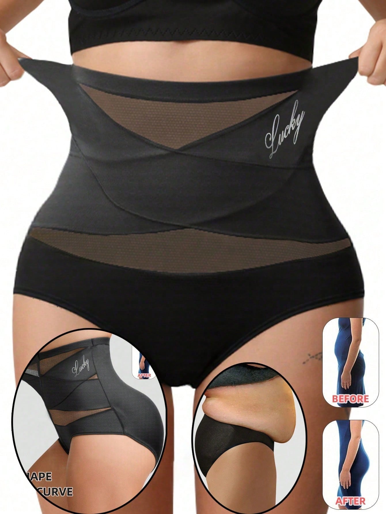 Pack de Calzones de Tiro Alto con Malla, Control Abdominal y Realce
