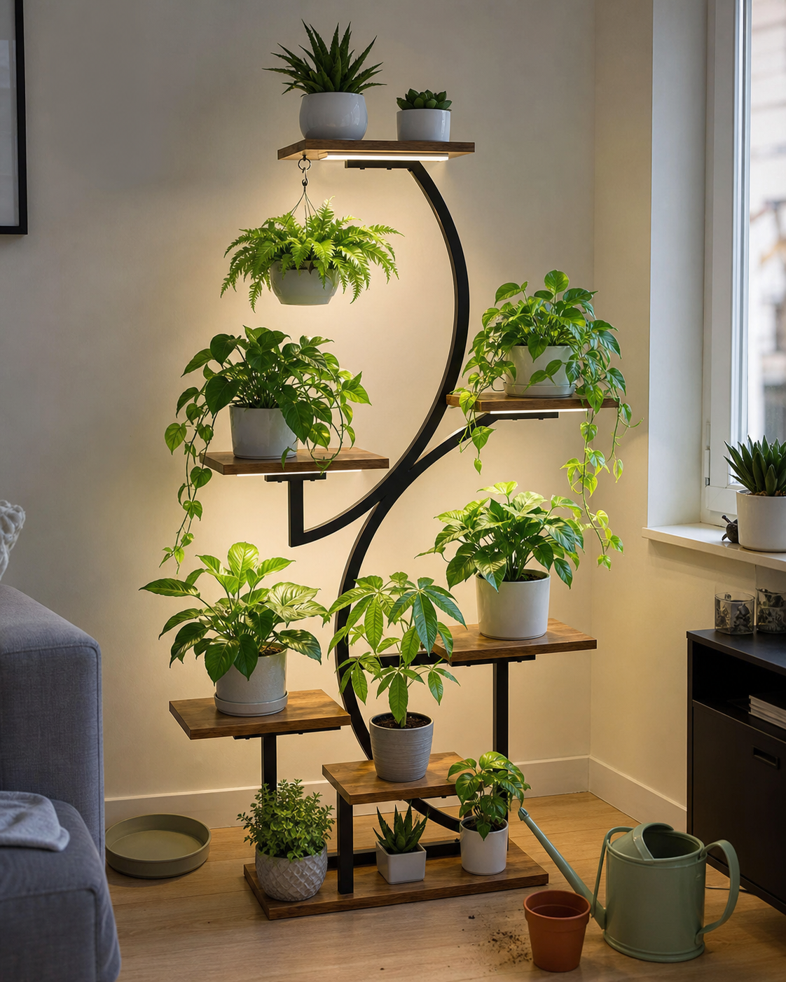 LED plant stand for indoor plants