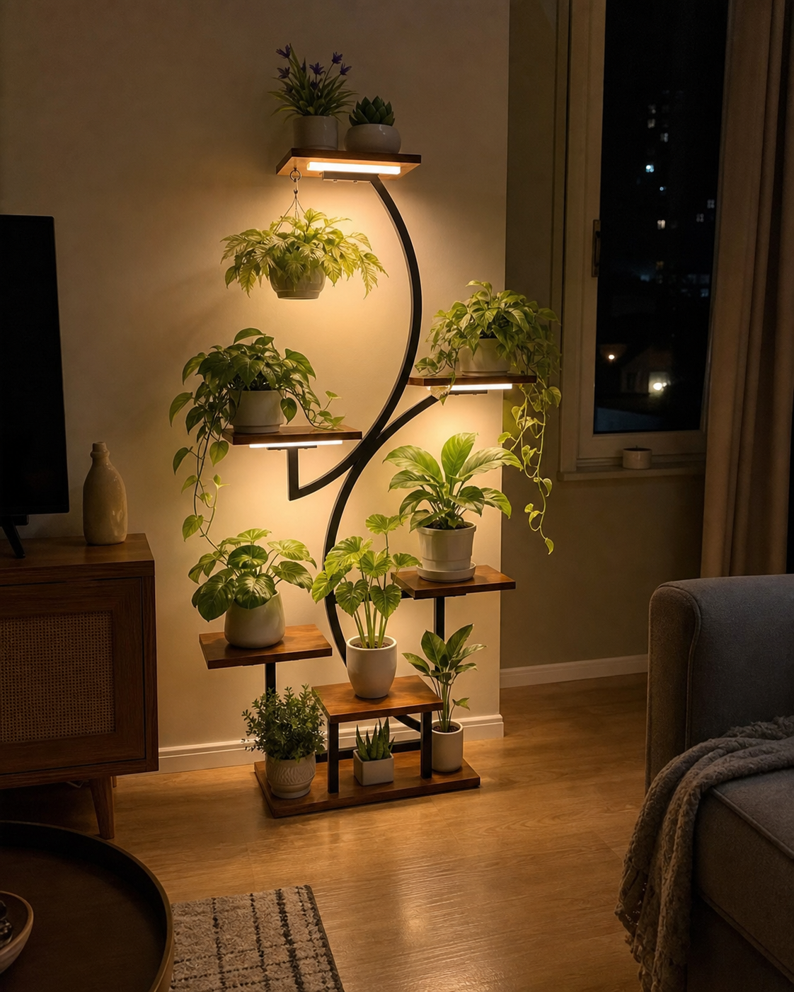 Plant stand details and shelves