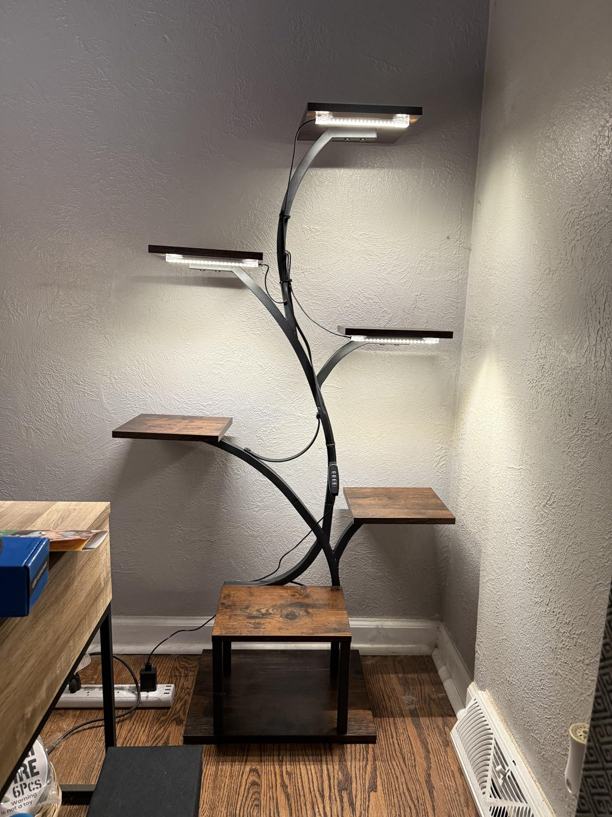 LumiPlant with lights and wiring visible
